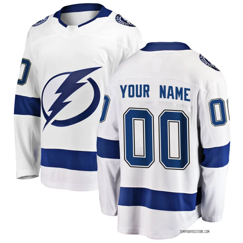 White Youth Custom Tampa Bay Lightning Breakaway Away Jersey Tampa